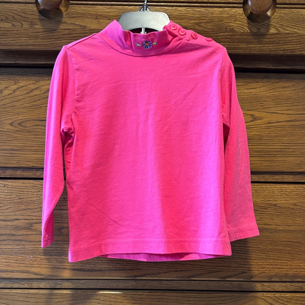 Hanna Andersson Long Sleeve Mock Turtleneck Shirt Bright Pink Size 4 (100)